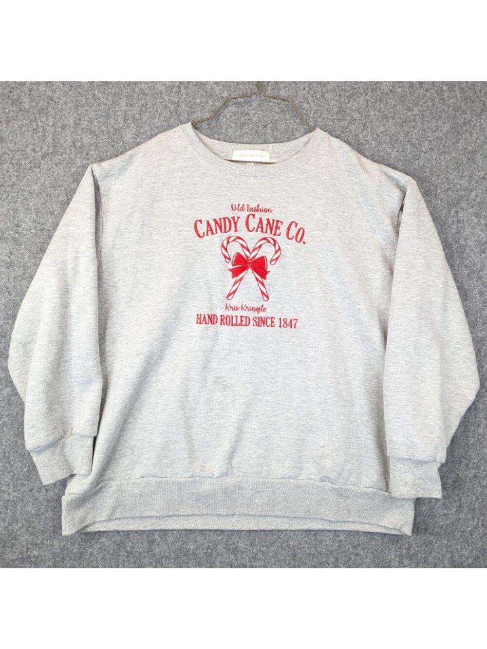 Candy Cane Co. Mens XXL Sweatshirt Funny Holiday Graphic Cozy Gray Pullover - Picture 2 of 7